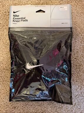 Nike Black Knee Pads with White Swoosh and Pink Accent